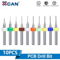 XCAN 10pcs 0.1-3.175mm PCB Drill Bit 3.175 Shank Micro Carbide Drill Bit Set For Printed Circuit Board Wood Modeling