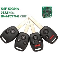 Clé de voiture télécommandée Jingyuqin N5F-S0084A 313,8 MHz avec puce ID46-7961 pour Honda Civic 2006 2007 2008 2009 2010 2011 2012 2013 Fob 2/3/4 boutons