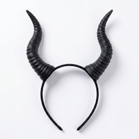 Women Black Queen Witch Demon Horns Headpiece Cosplay Animal Antelope Devil Headdress Christmas Halloween Party Costume