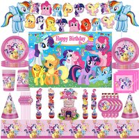 KAYOU My Little Pony Themed Disposable Party Tableware Paper Cups Paper Plate Children's Birthday Party Decoration Supplies