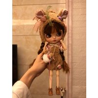 Original Blythe Flower Bear 4pcs Hat+Tops+Strap skirt+Bag 1/6 30cm(Fit for azone,Pullip,Ob22/24/26, Licca)