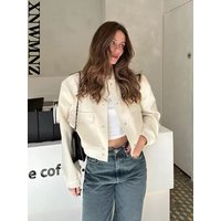 XNWMNZ-Manteau Bombardier à Manches sulfpour Femme, Veste Décontractée avec Poches, Vêtements d'Extérieur Solides à la Mode, Nouvelle Collection Printemps 2023