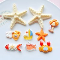 Summer Beach Ocean Theme Resin Shoe Charms 3D Starfish Cartoon Fishbone Sailboat Designs DIY Shoe Accessories Women Girls Gifts