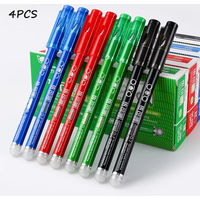 4Pcs 0.7MM Heat Erasable Pens, Bullet Nib, Colored Heat Sensitive Erasable Gel Pen, Smooth Writing, Black Blue Red Green Ink