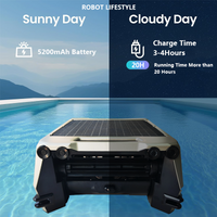Pool Robotic Skimmer Robot Solar Cleaning Pool with 220μm Filtration 12W Solar Panel 5200mAh Battery 20 Hours Working Time