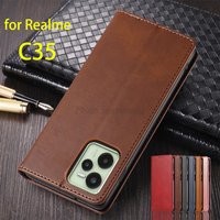 Magnetic Attraction Cover Leather Case for OPPO Realme C35 Card Holder Holster Phone Bags Wallet Flip Case Fundas Coque