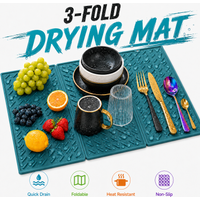 Large Silicone Dish Drying Mat Foldable Drainer Pad For Kitchen Countertop Heat Resistant Tableware Mat Non Slip Drying Mat Pad