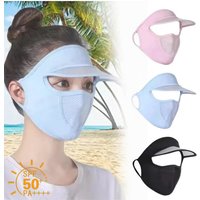 AliExpress NONE Summer Sunscreen Ice Silk Mask UV Protection Face Cover Sunscreen Veil Face with Brim Cycling Sun Protection Hats Caps
