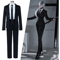 Quanxi Anime Cosplay Costume Wig Devil Hunter Black Suit Chainsawman Quanxi Eyepatch Men Woman Carnival Halloween Party Uniforms