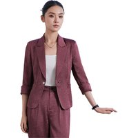 Fashion Office Ladies Blazer and Pants Suit Formal Angola Red Women Jacket Trouser Women Business Work Wear 2 Piece Set