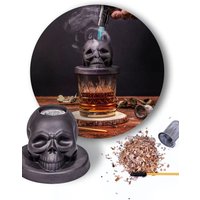 Ceramic Skull Cocktail Smoker Kit Old Fashioned Whiskey Infuser With 4 Flavored Wood Chips Bar Tool Gift For Men Dad