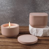 Concrete Candle Jar Silicone Mold DIY Handmade Round with lid Plaster Epoxy Resin Storage Box Casting Molds Home Decor Supplies