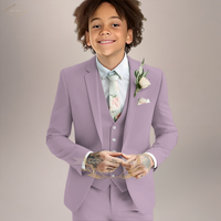 Boys' violet wedding suit 3-piece set, stylish and elegant slim fit, customizable size children's suit (jacket + vest + pants)