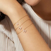 Classic Pave Zirconia A-Z Letter Bracelet Women Fashion 26 Initials Stainless Steel Chain Charm Bracelet For Women Jewelry Gift