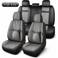 Autositzbezüge für 5 Sitze, Passend für VW Golf, Tiguan, Passat, T-Roc, Polo, Touran, Arteon, ID.4, Wasserdichter PU-Leder Autositzschutz, Vordersitze und Rücksitze, Airbag-kompatibel