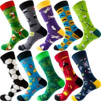【6 Pair】New Men's Socks Boxing Dollars Chess Boards Animal Novelty Cartoon Cotton Women Street Sock Big Size Long Socks