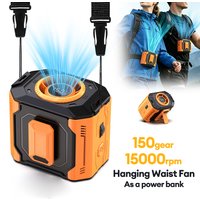 2000mAh Portable Waist Hanging Neck Fan powerful Turbo Adjustable Wind Speed with Power Bank Digital Display Pupular Summer Fan
