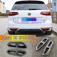 For VW Passat B8 Variant 2015 2019 Rline Rear Exhaust Modification Four Holes Chrome Exhaust Diffuser Frame Matte Black body Kit