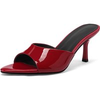 SmallHut New 2026 Trend Summer Genuine Leather Women Mules Sexy Ladies Apricot Red Black Thin Heeled Open Pointed Toe Slippers