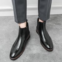 New Carved Chelsea Boots Breathable Comfortable Fashionable Handsome British Style Business Dress Set Shoes