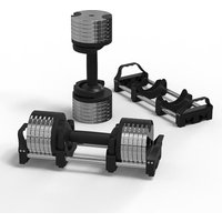 Set of 2 Adjustable Cast Iron Dumbbells, Chrome-plated, with A Stand Included for Strength Training Home Gym Equipment