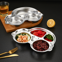 cartoon shape Stainless steel dinner plate Kitchen food tray hotel buffet plate canteen snack seasoning divide tray wholesale