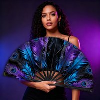 1PC Oversized 10 Inch LED Glowing Folding Fan Neon Light Up Hand Fan For Music Festival Bar Dance Party Cosplay Accessory