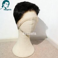 Hesperis Black Full Lace Short Cut Wigs Brazilian Remy Pre Plucked Human Hair Wigs For Men Full Lace Pixie Cut Wig For Male
