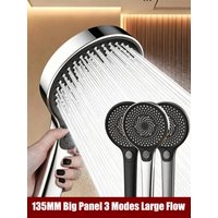 135mm Black Silver High Pressure Shower Head 3 Modes Adjsutable Spray Nozzles Water Saving Massage Bathroom Handheld Shower Head