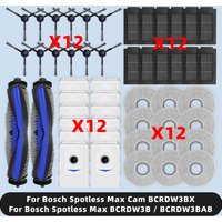 Compatible For ( Bosch Spotless Max BCRDW3B / BCRDW3BAB, Spotless Max Cam BCRDW3BX ) Parts Main Side Brush Mop Filter Dust Bag