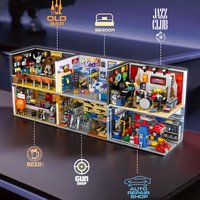 6 in 1 Triangular Scenes Building Blocks Garage Jazz Club American Bar Craft Beer Bar Bedroom Modular Bricks Toys for Adult Gift