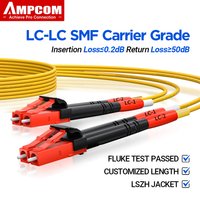 AMPCOM Fiber Cable LC to LC Single Mode Optical Fiber Jumper Duplex UPC 9/125μm, OS1/2 SMF 1/2/3/5/10/15 Meters LSZH OFNR