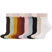 Intgoodluckycc Cute Ruffle Frilly Ankle Socks for Women Fashion Pretty Kawaii Lolita Turn Cuff Lace Trim Lettuce Edge Socks