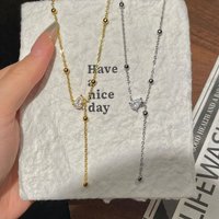Stainless Steel Waterproof Gold Silver Color Y Shape Water Drop Zircon Pendant Necklace for Women Fashion Luxury Clavicle Chain