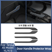 Door Handle Protector Wrap For All Tesla Model 3/Y/YL 2017-2026 Accessories Material Carbon Fiber ABS Color Door Handle Cover