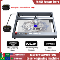 ACMER P2 33W Lasergravur 20W 10W Laserschneidemaschine 30000mm/min Hochgeschwindigkeitsgravur Sicherheitsvorrichtungen Unterstützt TF-Karte APP