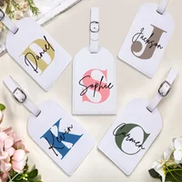 Personalised Monogram PU Luggage Tag Initial with Name Leather for Suitcase Baggage Handbag Tags Travel Bag Label Tag Best Gifts
