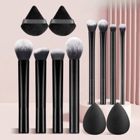 8/12pcs Multifunctional Black Makeup Brush Set With Beauty Egg Soft Bristles for All Skin Types Alcohol-Free Cosmetic Brushes