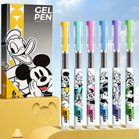 6pcs Disney Mickey, Minnie And Friends Retractable Neutral Pen, 0.5Mm Tip, Suitable for Office Use, Creative Learning Stationery