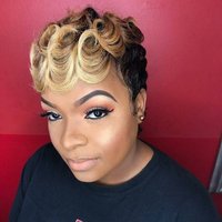 Short Pixie Cut Wig 180% Density Brazilian Remy Human Hair Curly Wave Pre-Plucked Wigs for Women 1B/30 Color Full Machine Made