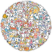 100PCS Cute Cartoon Line Puppy Maltese Graffiti Stickers for Bicycle Hand Account Pencil Case Decals