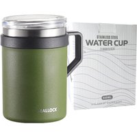 550ml Coffee Mug with Handle Lid Double Wall Stainless Steel Thermal Coffee Mug Water Cup for Office Travel Camping White Green