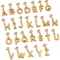 Stainless Steel Alphabet Letter Charms Handmade Earrings Necklace Dangle 18K Gold Color PVD Plated DIY Jewelry Making Findings