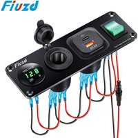 4 in 1 ON/OFF Charger Socket Panel Dual USB Socket Power Outlet & LED Voltmeter &Cigarette Lighter Socket& LED Switch
