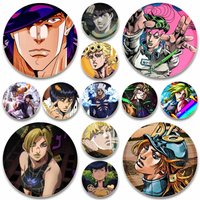 Round Cartoon Pins Jojos Bizarre Adventure Anime Badge Jojo Jolyne CujohJohnny JoestarHigashikata JosukeJodio Joestar Brooches