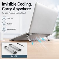 2PCS Ultra Thin Foldable Laptop Stand Zinc Alloy Adhesive Cooling Riser Feet for Notebook Tablet Phone Keyboard Desk Use