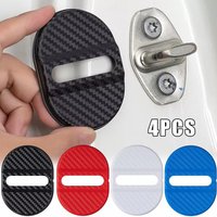 4Pcs Carbon Fiber Door Lock Covers Durable Shock-Absorbing Noise-Reducing Rainproof Easy Peel & Stick Fit for Sedans or SUVs