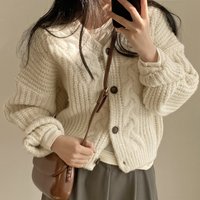 Fashion Knitted Cardigan Women V-nek Loose Sweater Casual Winter Warm Long Sleeve Coats Autumn Elegant Solid Color Knitted Tops
