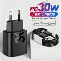For Motorola Moto PD 30W USB C Fast Charger For iPhone Samsung Google Pixel Type C Charging Cable Plug Adapter Phone Accessories
