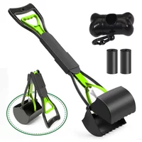 Long Handle Jaw Clamp Poop Scooper Heavy Duty Pet Waste Grabber Foldable Portable for Dogs Puppies Cats No Bend Tool